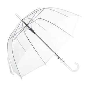 Hot Selling Semi Automatic Opening Transparent Pvc Straight Eva Dome Rain Umbrella