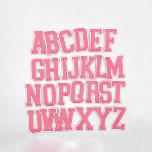 Bán Buôn 5.5Cm Thư Tiếng Anh Thêu Sắt Trên Các Bản Vá Lỗi Màu Hồng Và Màu Đen Bảng Chữ Cái Thêu Các Bản Vá Lỗi Cho Quần Áo Túi - Product Image 2