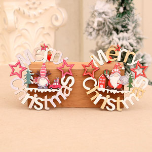 New hollowed-out wooden Christmas ornaments, Christmas <b>tree</b> pendants, faceless old man Christmas decorations - Product Image 2