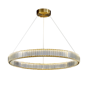 <span class=keywords><strong>Lampadario</strong></span> Circolare Moderno in Acciaio Inox con LED e Cristalli per Sala da Pranzo - Product Image 4