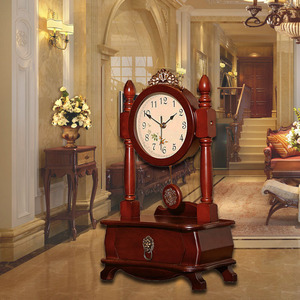 Solid Wood European Retro <b>Table</b> <b>Clock</b> Circular Silent Living Room Decor T1003 - Product Image 2