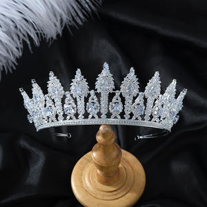 Serre-tête de mariée de style européen et américain, luxueux, en zircon, élégant, accessoires pour cheveux, <span class=keywords><strong>couronne</strong></span> de créateur pour robe de mariée, <span class=keywords><strong>fleurs</strong></span>, vente en gros - Product Image 6