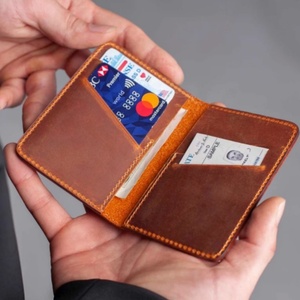 Best Quality Luxury Personalized Full Grain Leather <b>Card</b> <b>Holder</b> with Engraved Logo Genuine Leather Letter Pattern - Product Image 4