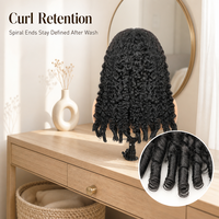Perruque en cheveux humains bouclés birmans, noir de jais, boucles spirales serrées, Lace Front, raie au milieu, baby hair, ligne de cheveux naturelle