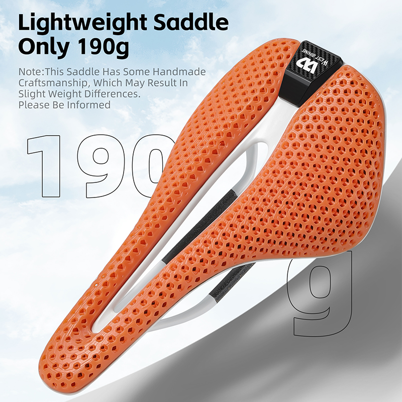 Selle Vélo WEST BIKING 3D Imprimée - Nez Court Carbone, Route/Racing, 145mm