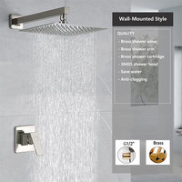 Kit complet d'accessoires de douche modernes avec robinet intelligent encastré et vanne de douche en nickel brossé pour salle de bain