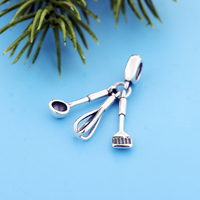 Breloques Pan Charms en argent, ustensiles de cuisine, couteau et fourchette, perles fruits et œufs, compatibles avec bracelet original, bijoux, Fête des Mères, Berluque