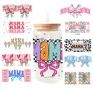 สติกเกอร์ติดแก้วลายวันแม่ MAMA ขนาด 16 ออนซ์ แบบกำหนดเอง พิมพ์ลาย UV DTF สำหรับตกแต่งแก้ว ทนทาน - Product Image 3