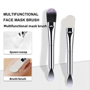 Double Head Spoon Mask Brush Synthetic Bristles Plastic Handle <b>Foundation</b> Clay Mask Applicator - Product Image 3