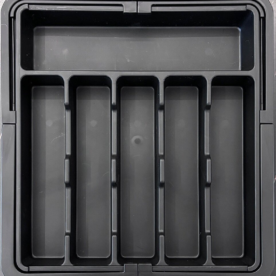 Noir (étui de rangement rétractable pour couteaux et fourchettes à trois côtés)