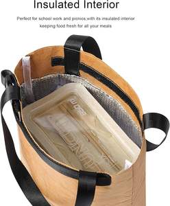 Venta al por mayor logotipo personalizado impermeable térmico lavable Kraft Dupont aislado Tyvek bolsa de papel para el almuerzo - Product Image 4