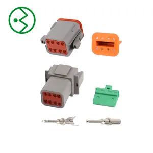 Conector cinza da série de 8 pinos, conector resistente à água ip67, DT04-8P DT06-8S w/cunha w8p w8s, 1 kit