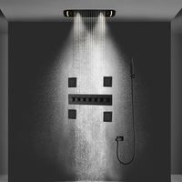 Nouvelle Mitigeur de Douche de Luxe 2026 HM en Acier Inoxydable Noir Mat avec Ensemble de Douche LED Plafonnier et Jets Corporels