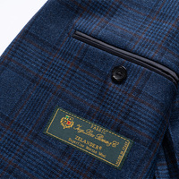 YY042 hommes grande taille manteau décontracté coupe ajustée bleu à carreaux simple boutonnage costume d'affaires veste Style respirant