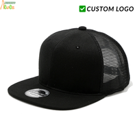 Gorra Trucker de Malla Trasera con Visera Plana, Transpirable, Ajustable, Gorras Snapback Lisas, Bordado de Logotipo Personalizado, Venta al por Mayor