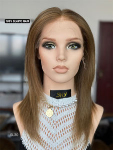 SHY HAIR Cabello eslavo ruso Venta al por mayor Perruques-Naturel Cheveux Humain Peluca médica con PU Thin HD Pelucas delanteras de encaje - Product Image 3