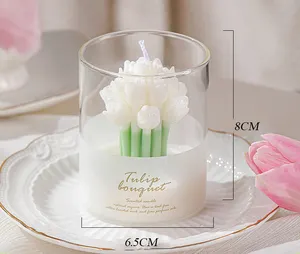 Luxury Valentine's Day Gift Glass Tulip Flower Bouquet Fragrance Aroma Candle