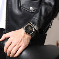 Reloj de Hombre con Correa de Piel de Becerro, Movimiento Mecánico de Esqueleto, Logotipo Personalizado OEM, 50M Resistente al Agua, Automático, Clásico