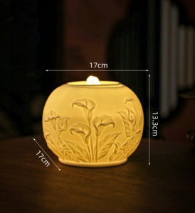 <span class=keywords><strong>Lampada</strong></span> Notturna LED in Porcellana Traslucida con Calla Lirica in Rilievo, Decorazione Zen Spa, <span class=keywords><strong>Fontana</strong></span> d'Acqua - Product Image 5