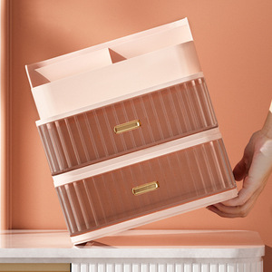 Boîte de rangement cosmétique avec tiroirs, organiseur de maquillage anti-poussière pour rouges à lèvres, produits de soin de la peau, organiseur de beauté de bureau - Product Image 3