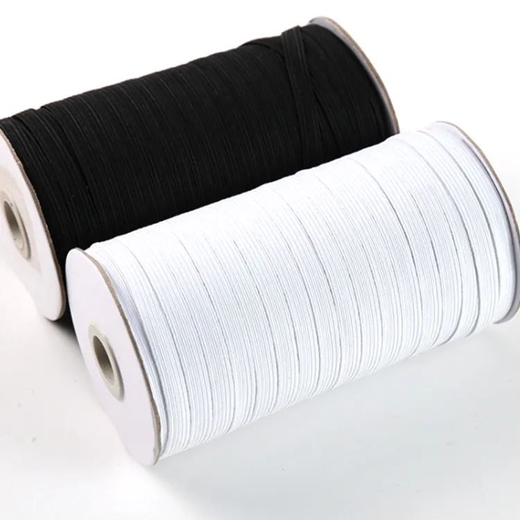 Высокоэластичная катушка, Заводская поставка, черная/белая/многоцветная 10 мм тканая лента, вязаная эластичная веревка, плоская эластичная лента