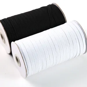 Fita elástica de 10mm, alta elástica, fonte de fábrica, preto/branco/multicolor, fita de tecido, corda elástica lisa