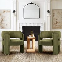 Fauteuil d'appoint en velours de style Mid-Century Modern, chaise de salon rembourrée, fauteuil d'appoint de chambre à coucher avec 3 pieds