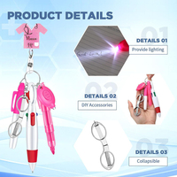 Cadeaux de fête des infirmières Badge rétractable Clip surligneur Mini lampe de poche LED porte-clés ciseaux pliables paillettes infirmière stylo ensemble
