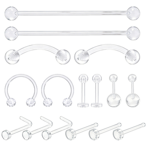Kit de 48 Piercings en <span class=keywords><strong>Plastique</strong></span> Transparent pour Sourcils/Lèvres/Septum/Nez/Mamelons/Pubis/Langue/Tragus | - Product Image 3