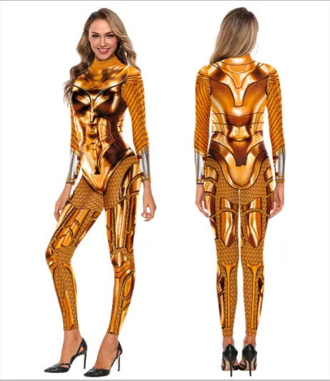 2022 fall new arrival fashion 3D printed women cosplay clothes bodycon one piece halloween costumes adult parade jumpsuit