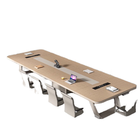 Table de conférence de bureau rectangulaire moderne en bois avec boîte de rangement pour câbles, pour 6 à 30 personnes, idéale pour les négociations et la formation
