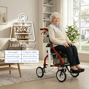 Déambulateur Relaxsmith AR2031 pour personnes âgées, structure robuste en alliage d'aluminium, pliage facile, siège confortable, capacité de charge de 120 kg, CE - Product Image 5