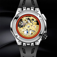 Nouveau bracelet en alliage de Silicone montre squelette mécanique automatique pour hommes