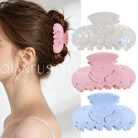 Ailes en acrylique de 8 cm avec incrustations de diamants et griffes, accessoires de cheveux tendance, pince à cheveux pour femmes et filles