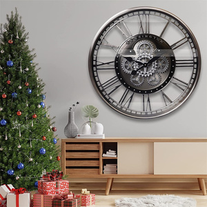 INFINITY TIME 28 Inch <strong>Large</strong> Size Vintage <strong>Grey</strong> Bronze Modern Industrial Moving Gear Luxury Wall <strong>Clock</strong> for Home Decor Living Room - Product Image 3