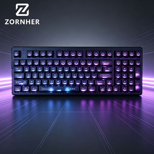 Zornher ZH980 Keyboard Cat Eye Stone Led Keyboard Hot Swappable Mechanical Wireless Keyboard Rechargeable Keyboard