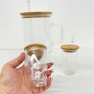 Vaso de Vidrio Transparente de Doble Pared para Sublimación, con Orificio Preperforado, para Café, Estilo Bola de Nieve, 3oz, para Envoltura UV DTF - Product Image 3