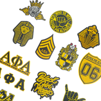 Patch brodé en feutre avec alphabet grec pour sororité/fraternité 1906 - Style thermocollant - Couleurs personnalisables (noir/jaune/rouge) pour
