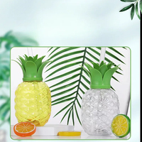 Gobelets en plastique PET colorés en forme d'ananas et de pamplemousse avec pailles et couvercles, logo personnalisé, réutilisables pour les fêtes