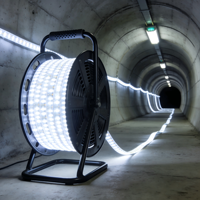 Bande lumineuse LED portable pour chantier, éclairage de chantier, AC 230V, rouleau de 25 m sur tambour mobile, étanche IP65, 1100 lm/m, super lumineuse