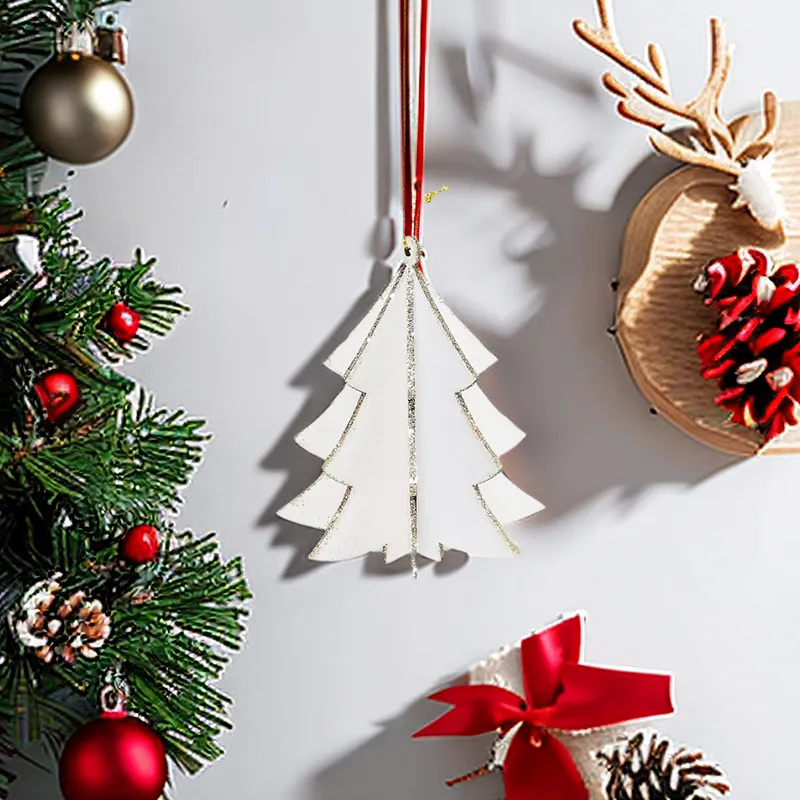 Decoração de mesa de madeira encantadora para árvore de Natal, ornamento de suspensão para presente de Natal, ideal para festas e feriados