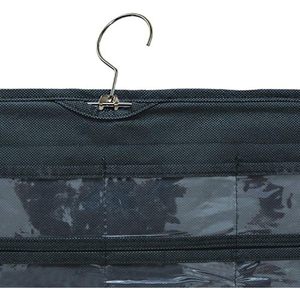 Organisateur de bijoux suspendu, 80 poches, noir, rectangulaire, pour femmes et filles, style moderne, tissu non tissé - Product Image 5