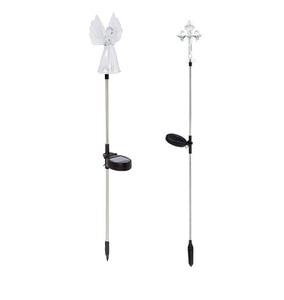 Warm weißes LED Outdoor Clear Acryl Kreuz 34 In. H. Solar Grave Stake Licht Rasen Ornament Solar Cross Garden Stake Light - Product Image 1