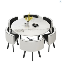 Ensemble Table et Chaises de Salle à Manger Moderne Style Nordique Quatre Places, Mobilier de Maison Stable en Marbre pour Repas au Salon