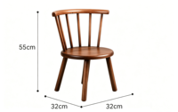 Chaises de salle à manger Windsor classiques en bois massif écologique en bois de caoutchouc avec dossier incurvé pour enfants, pour cafés, restaurants ou salons