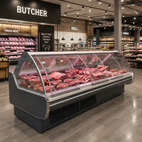 Vitrine Réfrigérée Commerciale pour Viande Fraîche de Supermarché, Réfrigérateur à Porte Vitrée, Vitrine Réfrigérée Ouverte pour Charcuterie