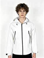 Veste à capuche blanche pour homme, coupe-vent de qualité supérieure, veste de randonnée, veste de sport, tissée, pour l'extérieur, usage quotidien, logo personnalisé, personnalisable