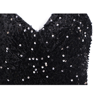 2024 Hot Bán Màu Rắn <span class=keywords><strong>Sequin</strong></span> Trumpet Prom Dresses Polyester Phụ Nữ Thanh Lịch Ăn Mặc Không Tay Màu Đen V-Cổ Evening Dresses - Product Image 5