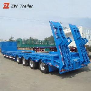 ZW Group 3 4 Axle 50 60 Ton Front Loading Detachable Foldable Gooseneck Low Bed semi Trailer