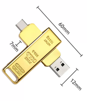 Unidad Flash USB 2.0/3.0 Giratoria de Metal Dorado, OTG 2 en 1 Tipo C, Pendrive de 32GB 64GB 128GB, Suministro al por Mayor